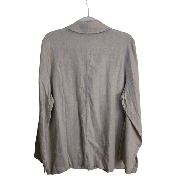 Coldwater Creek Unstructured Linen Blazer Natural Tan Shawl Collar Size XL - Picture 2 of 4